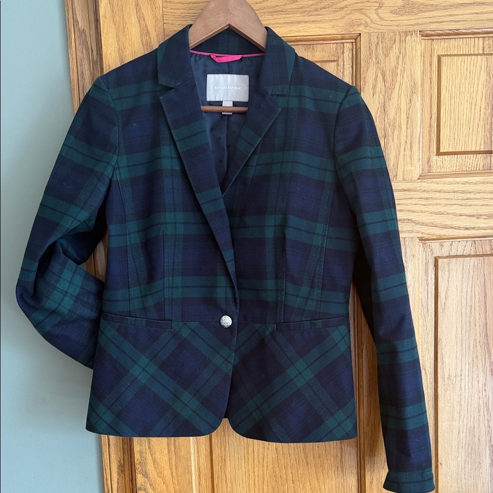 Banana Republic Green Plaid Blazer